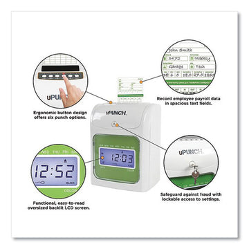 uPunch™ Ub1000 Electronic Non-calculating Time Clock Bundle, Lcd Display, Beige-green freeshipping - TVN Wholesale